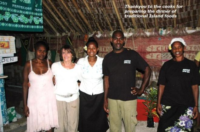Thank you to the cooks for preparing the dinner of traditional island foods - Sea Whisper's adventures © Sea Whisper